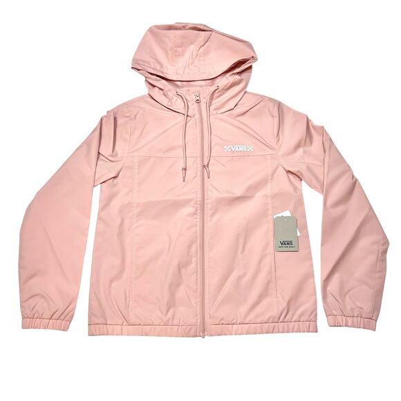 Vans Off The Wall Classic Hoodie Full Zip Windbreaker Women Small Peach Jacket - Picture 1 of 6